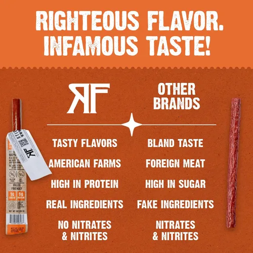 Miniatura 2 de Righteous Felon Palitos de carne Palitos de carne 100% Palitos de carne sin gluten y keto Palitos de carne bajos en azúcar y altos