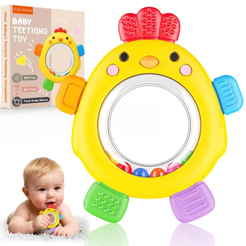 Miniatura 9 de Juguetes de dentición para bebés de 0 a 6 a 12 meses, controlador de juego remoto 3 en 1, juguete sensorial de sonajero para bebés, sin BPA