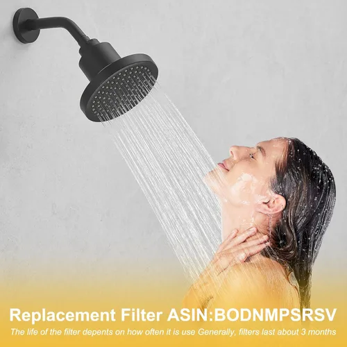 Miniatura 6 de BESy Filtro de ducha de alto rendimiento con filtro de ducha filtrado, suavizador de agua con agua dura que mejora la condición de tu piel y Negro
