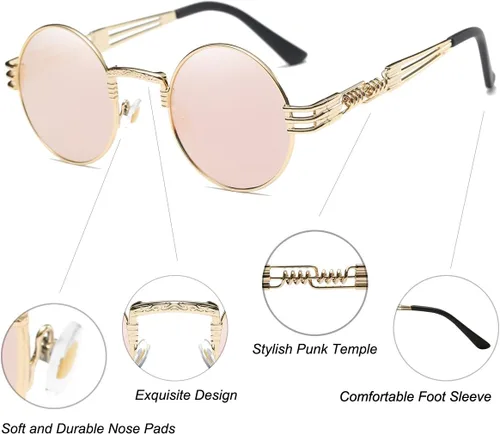 Miniatura 27 de Dollger Gafas de sol redondas Steampunk con marco de metal