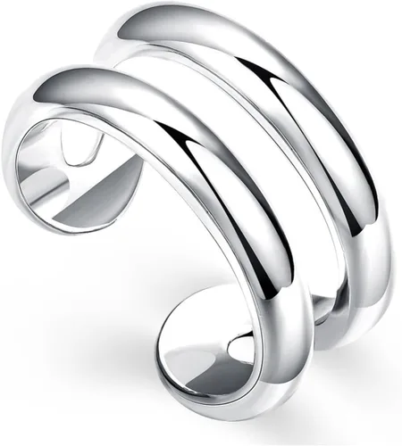 Miniatura 96 de Anillo de plata de ley 925, minimalista, ajustable, hecho a mano, para mujeres y niñas