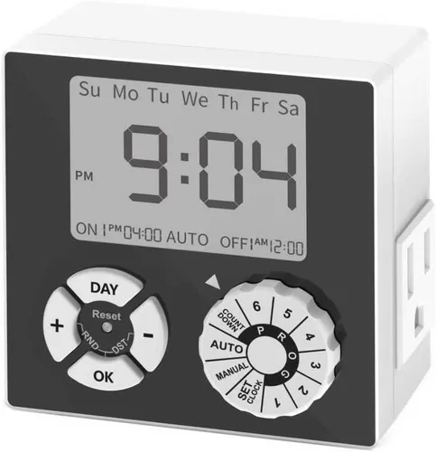 TiFFCOFiO Temporizador de Enchufe Mecánico para Interiores, Temporizadores de 3 Clavijas para Tomas Eléctricas, Temporizador de Luz Enchufable