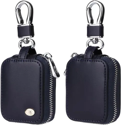 Miniatura 9 de Funda portátil de piel sintética para auriculares compatible con Airpods 4 con llavero de bolsillo de malla, bolsa de almacenamiento de auriculares