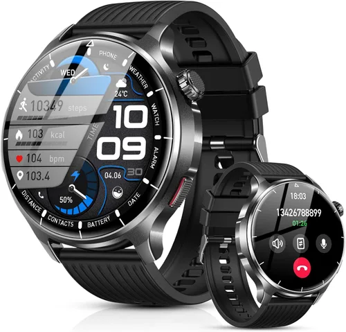Reloj inteligente para hombre, monitor de fitness HD de 1.52 pulgadas con presión arterial SpO2, monitor de sueño de frecuencia cardíaca, 110 modos