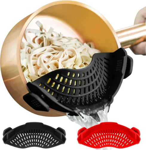 Miniatura 11 de AUOON - Colador con clip para todas las ollas, colador de silicona para pasta, colador de cocina para drenar fideos, grasa de carne molida