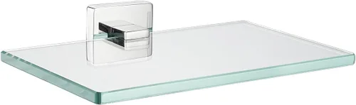 Miniatura 20 de JQK Estante de cristal para baño cromado, almacenamiento de ducha de vidrio templado de 12 x 5 pulgadas, montaje en pared cromado pulido de acero
