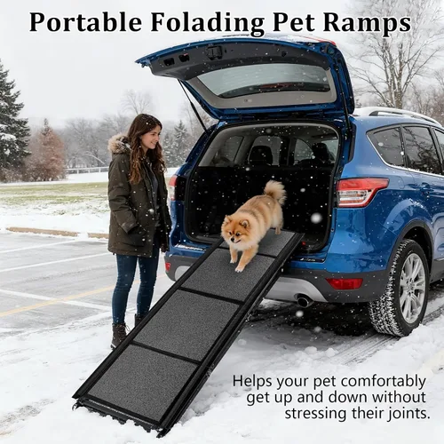 Miniatura 8 de Rampa para perros de 71 x 20 pulgadas para automóvil, rampas portátiles para perros grandes con superficie antideslizante para perros, rampa