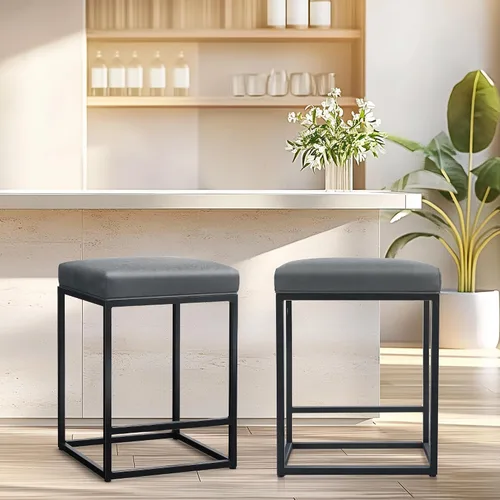 Miniatura 13 de ALPHA HOME Taburetes de bar de 24 pulgadas de altura de mostrador, taburetes de bar tapizados para isla de cocina, taburetes de mostrador con cojín