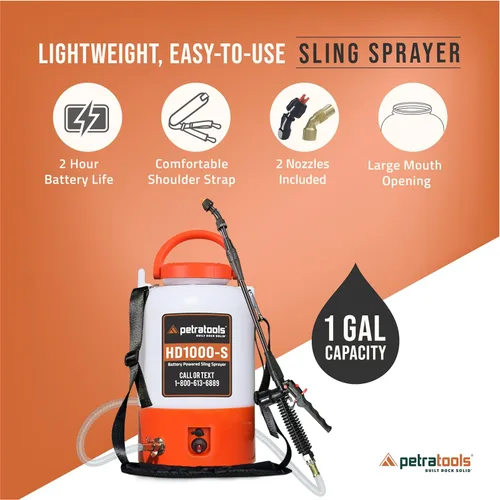 Miniatura 7 de Pulverizador alimentado por batería PetraTools de 1 galón - HD1000-S - Pulverizadores eléctricos de servicio pesado en césped y jardín para control