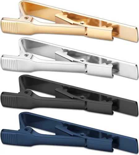 Miniatura 5 de Selizo 4 clips de corbata para hombre, Plata