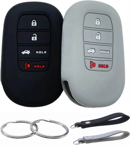 Miniatura 10 de REPROTECTING Funda de goma de silicona para llavero compatible con Honda Accord Civic CR-V Sport SI EX EX-L Touring 2022-2026 (negro/azul, 4 botones)