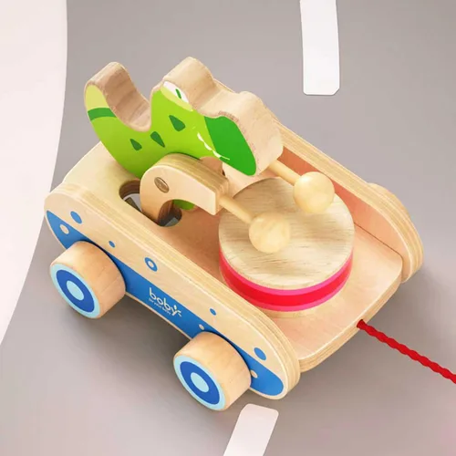 Miniatura 2 de Juguete de Madera de jalar para bebé, Juguete de Cocodrilo con Tambor para niños, Juguete para bebés que arrastran y aprenden a caminar, Cuerda