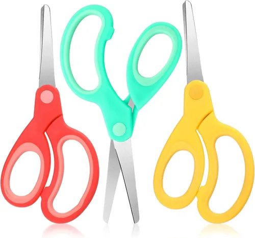 Tijeras de acero inoxidable para zurdos de 5.5 in, de agarre suave, tijeras de oficina para oficina, hogar, escuela, suministros (3 piezas)