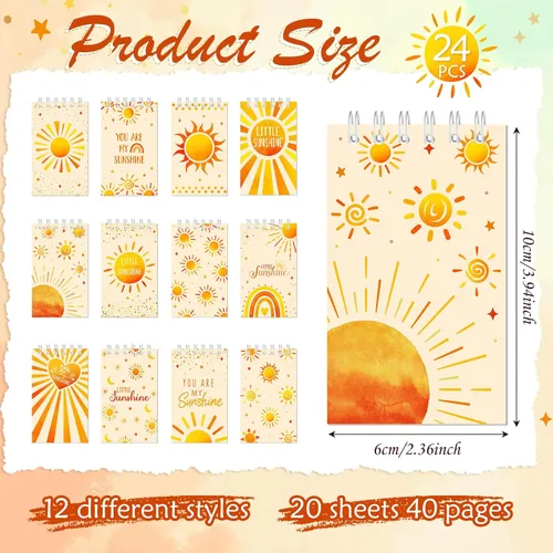 Miniatura 2 de Cholemy 24 cuadernos bohemios para el sol, a granel, hippie, groovy, bohemio, para el sol, cuadernos de bolsillo hippie para fiesta de cumpleaños