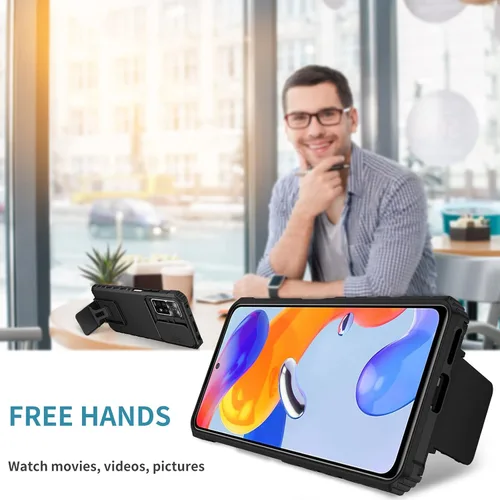 Miniatura 6 de Asuwish Funda de teléfono para Xiaomi Redmi Note 11 Pro 4G/5G con protector de pantalla de vidrio templado y cubierta de cámara deslizante Soporte
