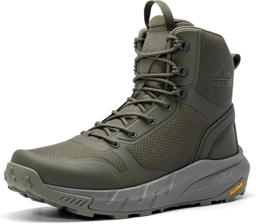 Miniatura 12 de NORTIV 8 Botas tácticas militares para hombre, ligeras y cómodas, con cremallera lateral para todo el día, botas de trabajo, para motocicleta, botas