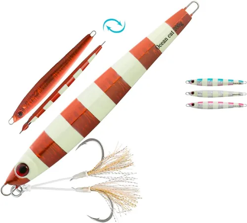 Miniatura 34 de OCEAN CAT Jigs de pesca de agua salada en alta mar Jigging de velocidad de lanzamiento lento señuelos vertical Jigging vertical Plantilla de otoño