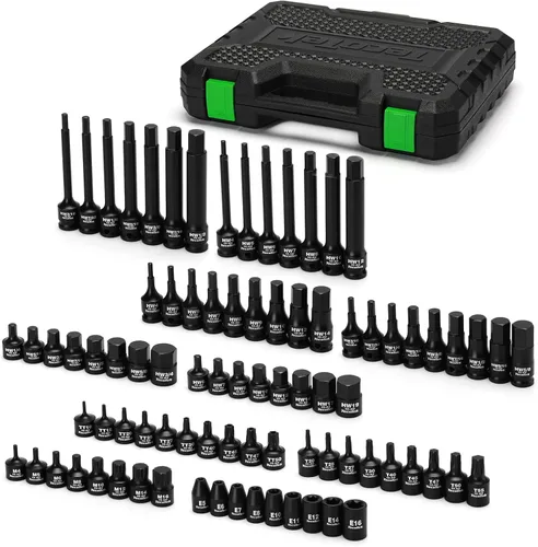 Miniatura 2 de TecoTek Juego de 84 piezas de 3/8 pulgadas Drive Master Hex Bit Impact Socket Set, Impact Allen Bit Socket Set, Star Bits, Stubby Bits, estrella a