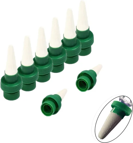 Greatstar - Regadera de plantas de cerámica para vacaciones, sistema automático de estacas de riego de flores y goteo para uso en interiores y 8 Pzas