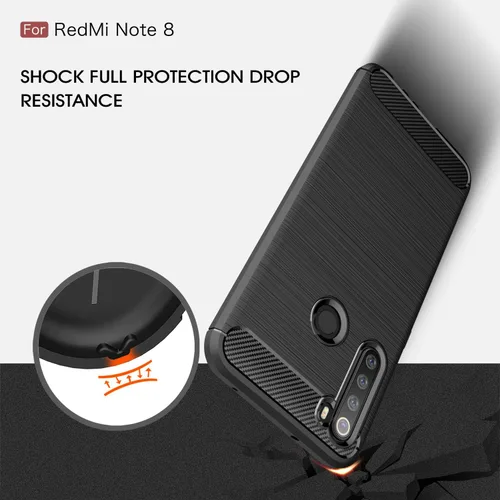 Miniatura 3 de Funda compatible con Xiaomi Redmi Note 8, diseño de textura de fibra de carbono y diseño de textura de cuero, contraportada antiarañazos, absorción