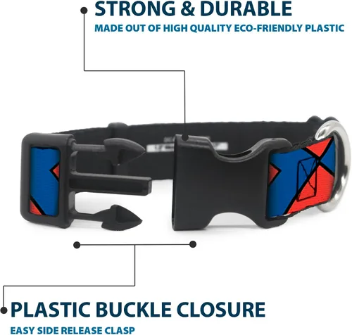 Miniatura 4 de Collar de clip de plástico con hebilla – Superman Shield CLOSE-UP azul/rojo/amarillo – 1.0 in de ancho – se adapta a cuello de 9 – 15 pulgadas