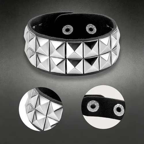 Miniatura 5 de Pulsera con tachuelas, pulseras de roca, 1 pieza de pulsera de cuero gótico de rock negro emo, punk, gótico, remache, brazaletes, accesorios