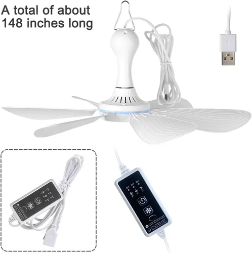 Miniatura 7 de Mini ventilador de techo pequeño USB silencioso camping opcional emergencia portátil colgante al aire libre Gazebo Canopy Ventiladores silenciosos