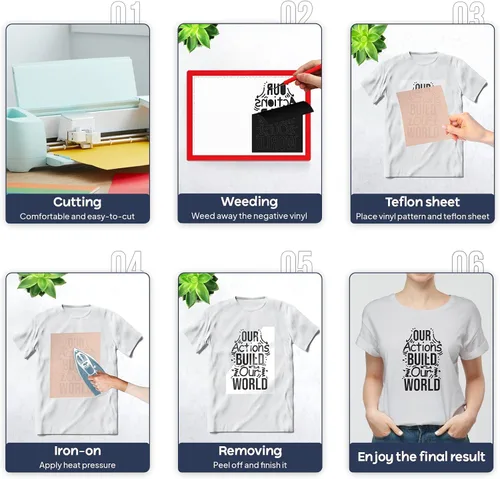 Miniatura 4 de iVyne, Rollo de vinilo de transferencia de calor, láminas de vinilo termotransferibles para Cricut, vinilo de prensa de calor para camisetas, gorras