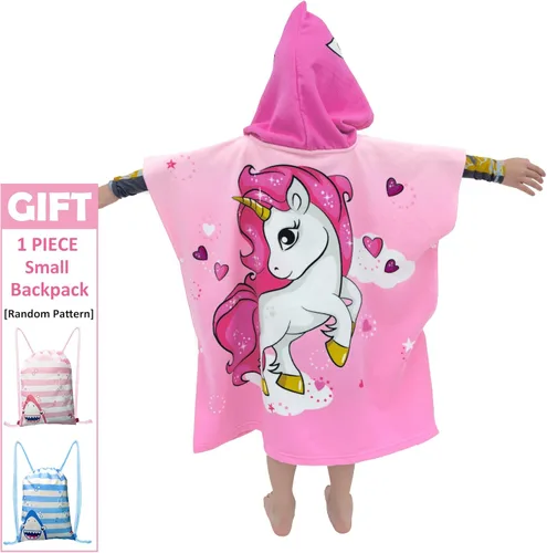 Miniatura 2 de growell Toallas de playa con capucha para niños, toalla de baño para niños de 4 a 10 años, toallas de piscina para niños, de secado rápido, poncho