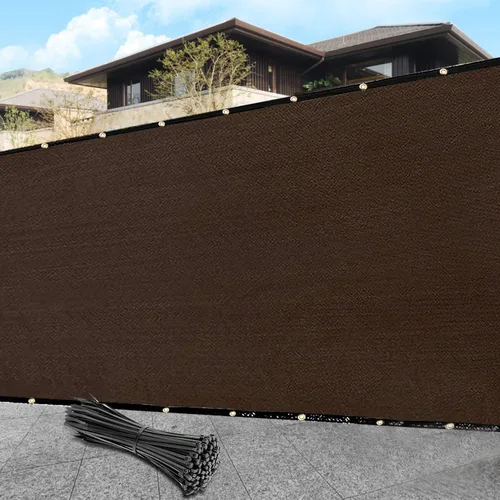 4' x 50' Rejilla de Privacidad Marrón para Valla Resistente con Abrazadera para Terraza, Patio, Jardín, Piscina al Aire Libre, Porche, Baranda -