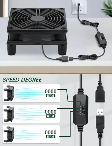 Miniatura 7 de USB 4.724 in ventilador de refrigeración de computadora 5v 3 velocidad controlador silencioso refrigeración para router Xbox PlayStation receptor