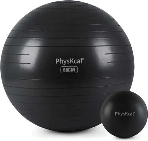 Miniatura 16 de PhysKcal Pelota de yoga para ejercicio, set de pilates, pelota de fitness de 4 tamaños para entrenamiento, parto, embarazo, terapia física - Bomba