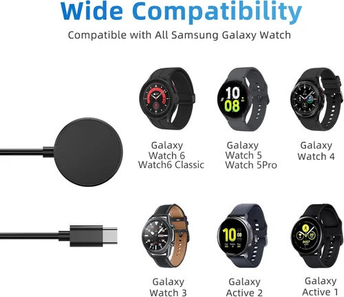 Miniatura 2 de Cargador USB C Galaxy Watch 7 compatible con Samsung Galaxy Watch 7/6 Classic/6/5 Pro/5/4/4 Classic/3/Active 2/Active, base de carga inalámbrica