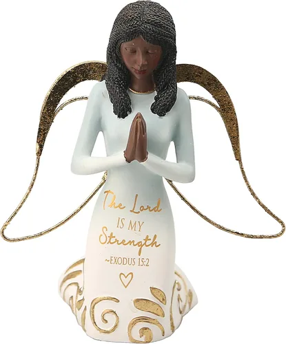 Miniatura 13 de Pavilion Gift Company Friendship Fills Our Heart with Happiness-Figura coleccionable de ángel de resina de conejo afroamericano de 7.5 pulgadas
