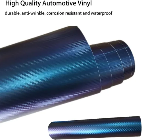 Miniatura 6 de Envoltura de Vinilo de Fibra de Carbono, Envoltura de Vinilo Púrpura Brillante para Automóvil, Encantador Camaleón Azul a Púrpura Autoadhesivo 1 pie