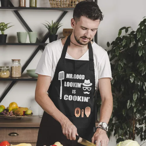 Miniatura 6 de LYLPYHDP Divertidos delantales de chef para hombres – Mr. Good Lookin' is Cookin' es Cookin' BBQ Grill Delantal perfecto para el Día del Padre
