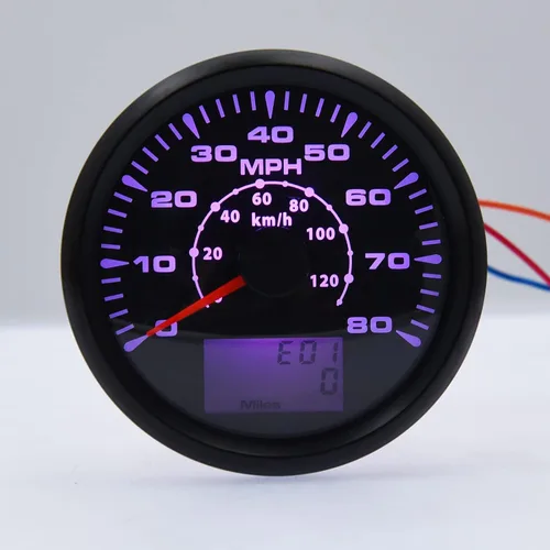 Miniatura 5 de KAOLALI Velocímetro GPS de 85 mm 0-120 km/h 0-80 MPH Odómetro de velocidad con calibre de retroiluminación de 8 colores para motocicleta, coche