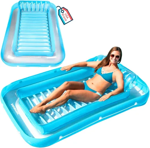 Miniatura 8 de SWIMLINE Original Suntan Tub Series Classic Inflatable Tanning Float Floating Lounge Personal Tan Pool Hybrid Lounger Adjustable Pillow Fill