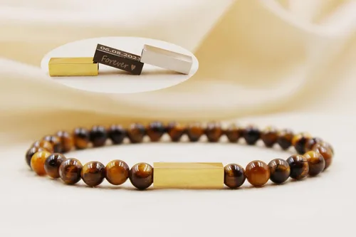 Miniatura 84 de Pulseras de cuentas personalizadas, Pulsera de piedras preciosas de 0.236 in, Pulsera grabada con láser, Pulsera de piedra natural, Pulseras unisex