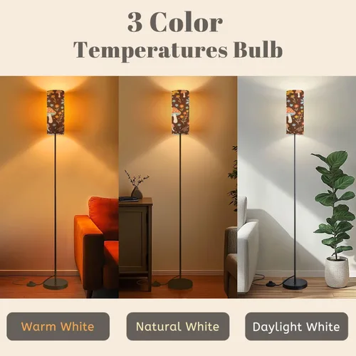 Miniatura 4 de Modern Floor Lamps for Living Room Retro 70s 60s Floral Hippie Mushroom Summer Groovy Flower Power Standing Lamps with Linen Lampshade Tall Lamp
