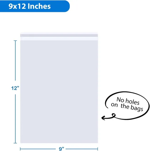 Miniatura 8 de PigPotParty Bolsas de plástico transparentes de 9" x 12" para camisetas con etiquetas de tamaño de ropa, 100 piezas de bolsas de embalaje de manga