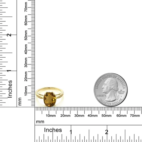 Miniatura 29 de Gem Stone King Anillo de compromiso de oro amarillo de 14 quilates de 2-3 quilates con piedra preciosa ovalada de 0.394 x 0.315 in y diamantes