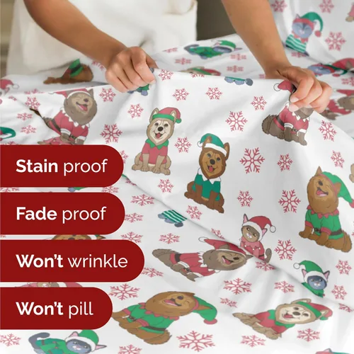 Miniatura 5 de Juego sábanas navideñas 3 piezas, esquinas tipo bolsillo profundo, suave, no se arruga, de invierno, para niños y niños pequeños, bonito diseño