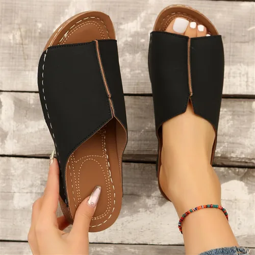 Miniatura 5 de Sandalias ortopédicas para mujer con soporte para el arco, cómodas sandalias ortopédicas de verano con puntera abierta Negro