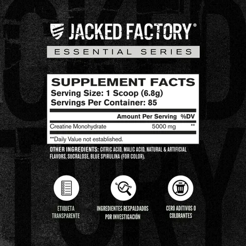 Miniatura 5 de Jacked Factory Monohidrato de creatina en polvo de 15 oz – Suplemento diario de creatina de 0.18 oz para hombres y mujeres, apto para veganos