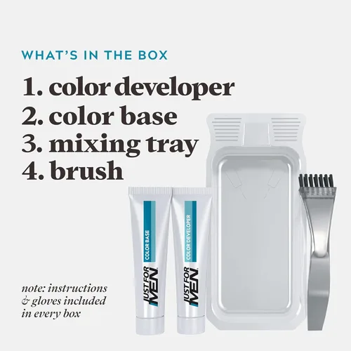Miniatura 3 de Just For Men - Tinte para bigote y barba, tinte para barba para hombres con cepillo, incluye queratina, biotina, aloe vera y aceite de coco