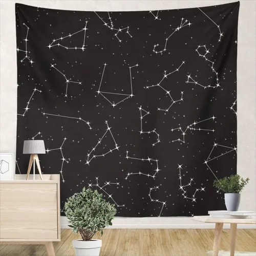 Miniatura 8 de Tapices del zodiaco Constelaciones en la noche Cielo Estrella Aries Tauro Géminis Leo Virgo Libra Escorpio Dormitorio Sala de Estar Aula Casa Tapiz