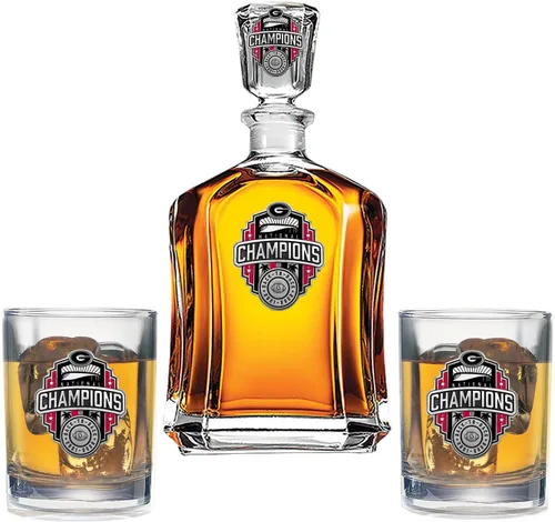 Miniatura 15 de Heritage Pewter Juego de decantador Appalachian State con 2 vasos combinados, vertedor de 24 onzas con 2 vasos dobles antiguos, vidrio de peltre