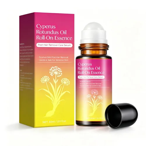 Suero calmante enrollable para después de la depilación con aceite Cyperus Rotundus, 2.1 fl oz (2.0 fl oz), bola enrollable suave sin desorden,