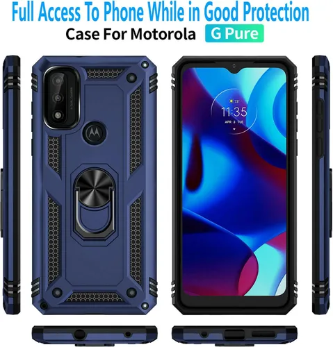 Miniatura 3 de STARSHOP Funda compatible con Moto G Pure, con protector de pantalla de vidrio templado incluido, protección contra caídas de grado militar a prueba